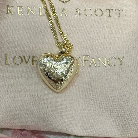 Kendra Scott x 🎀 LoveShackFancy Gold Locket Necklace new w/ pink dustbag - Picture 6 of 11